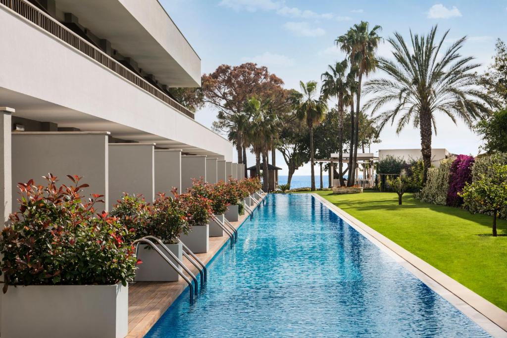 Acanthus & Cennet Barut Collection viesnīcas baseins ar palmu kokiem apkārt.