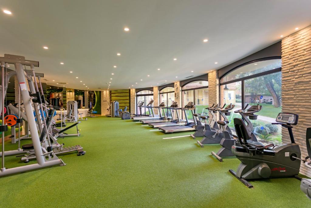 Moderns trenažieru zāle Limak Arcadia Sport Resort, zaļā paklāja segums.