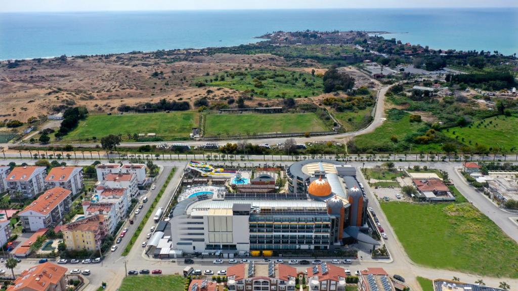 Aerial view of Arnor De Luxe Hotel & Spa near the coast