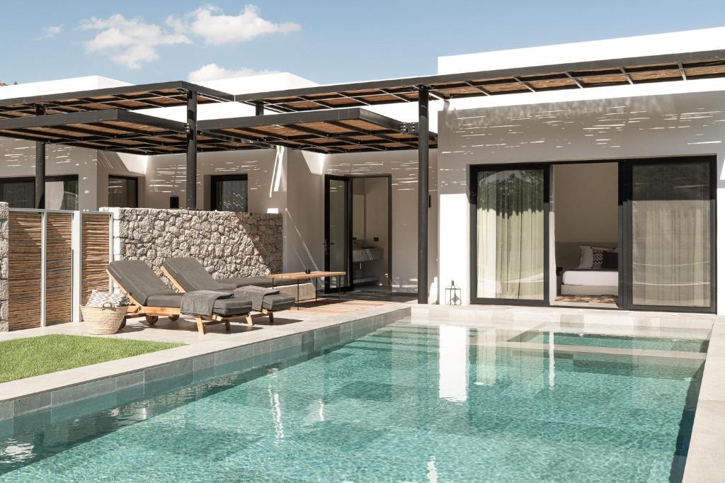 Casa Cook Rhodes numuri ar privātu baseinu un sauļošanās krēsliem
