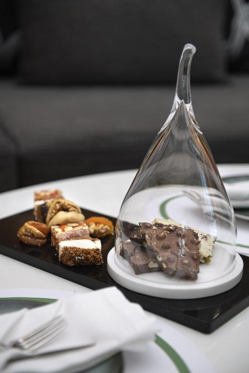 Deserts on a stylish platter at Megasaray Westbeach Antalya.