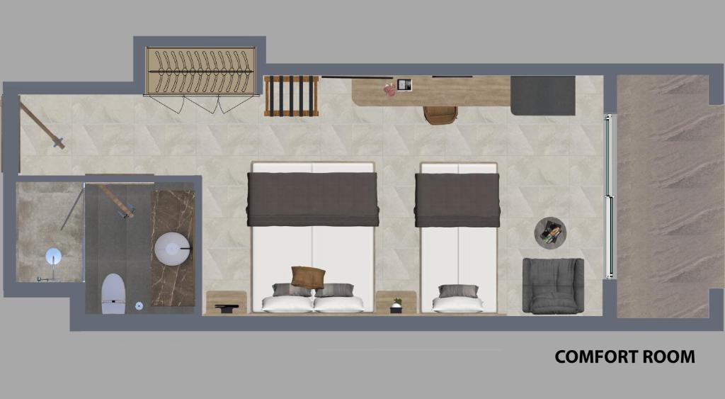 Swandor Hotels & Resorts komforta numura plāns ar divām gultām un vannas istabu.