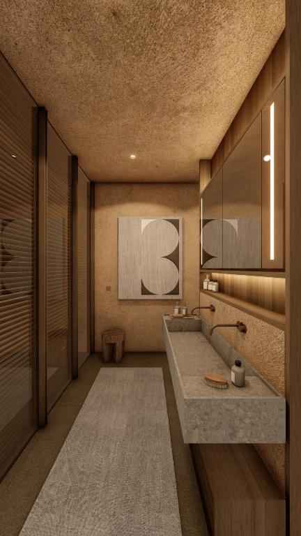 Mūsdienīgs un elegants vannas istabas interjers Lujo Hotel Bodrum