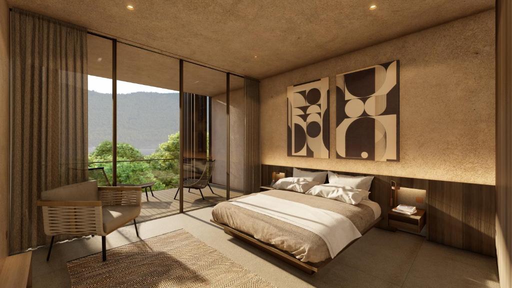 Mūsdienīgs numurs ar balkonu un skatu uz dabu, Lujo Hotel Bodrum.