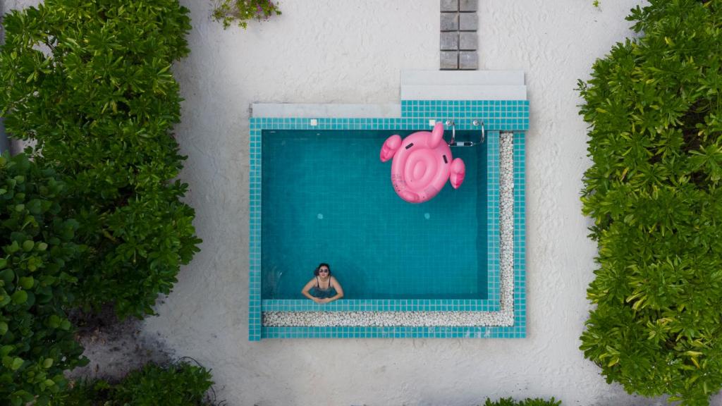 Ifuru Island Maldives privātais baseins ar pūšamo rotaļlietu