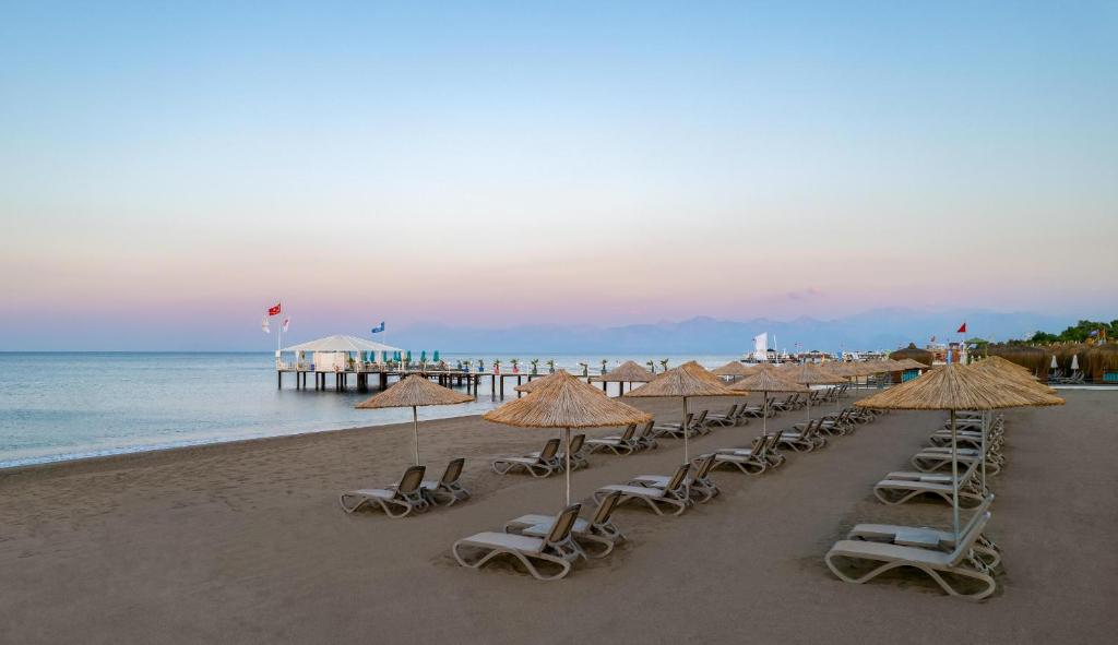 Concorde De Luxe Resort pludmales skats ar sauļošanās krēsliem piekrastē