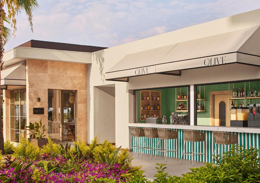 Olive bārs pie Akra Sorgun Tui Blue Sensatori ar zaļiem akcentiem.