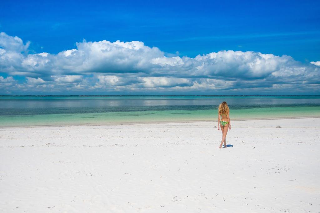 Pludmale pie Konokono Beach Resort ar skatu uz jūru.