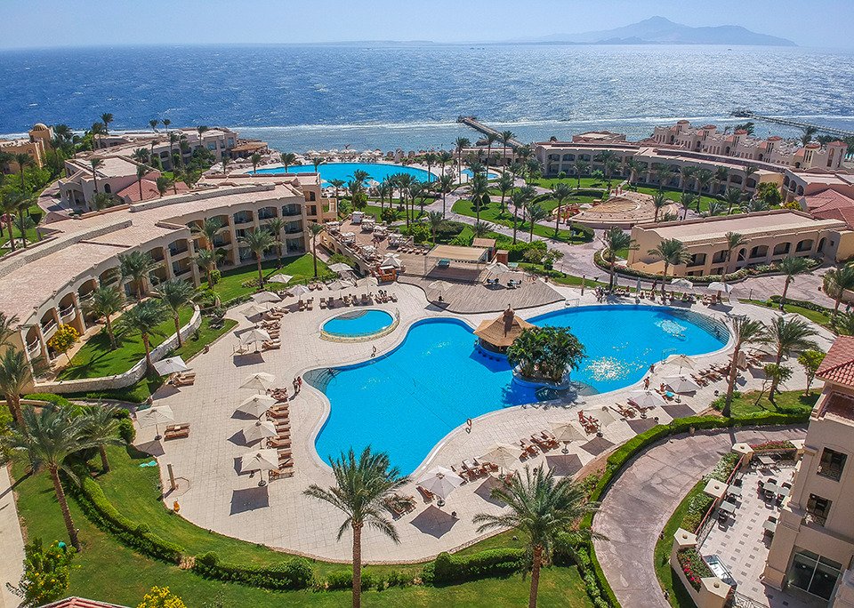 Cleopatra Luxury Resort panoramic view with beach and pools