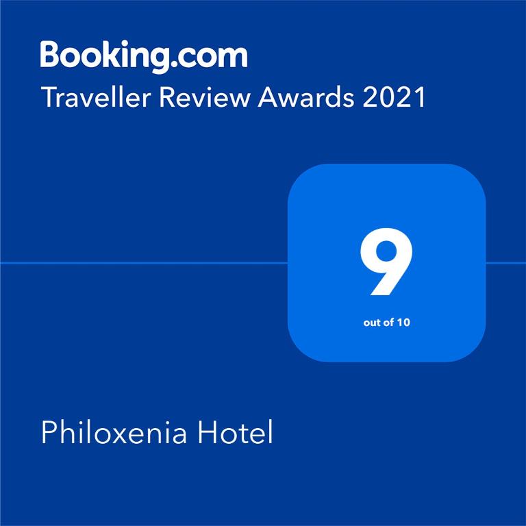 Booking.com 2021. gada ceļotāju atsauksmju balva Philozenia viesnīcai ar vērtējumu 9 no 10.