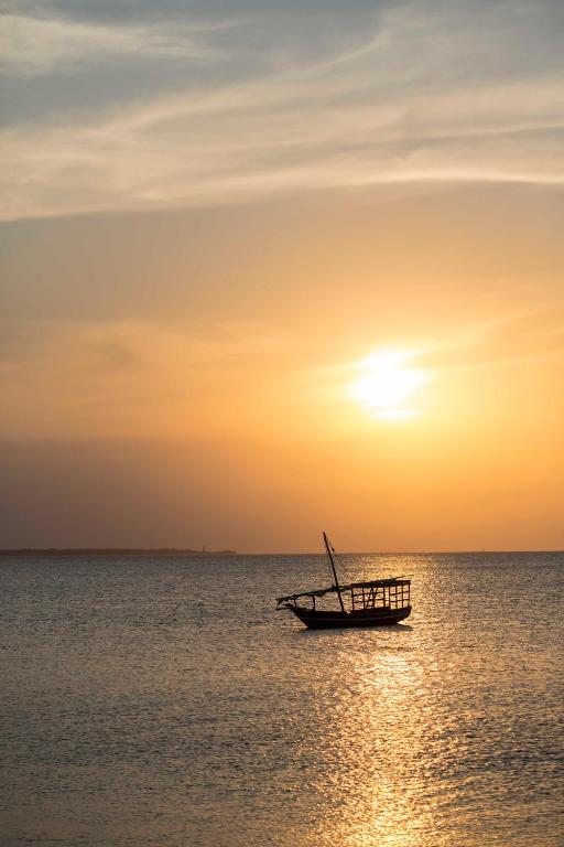 Zelta saulriets pie Gold Zanzibar Beach House & Spa krasta.