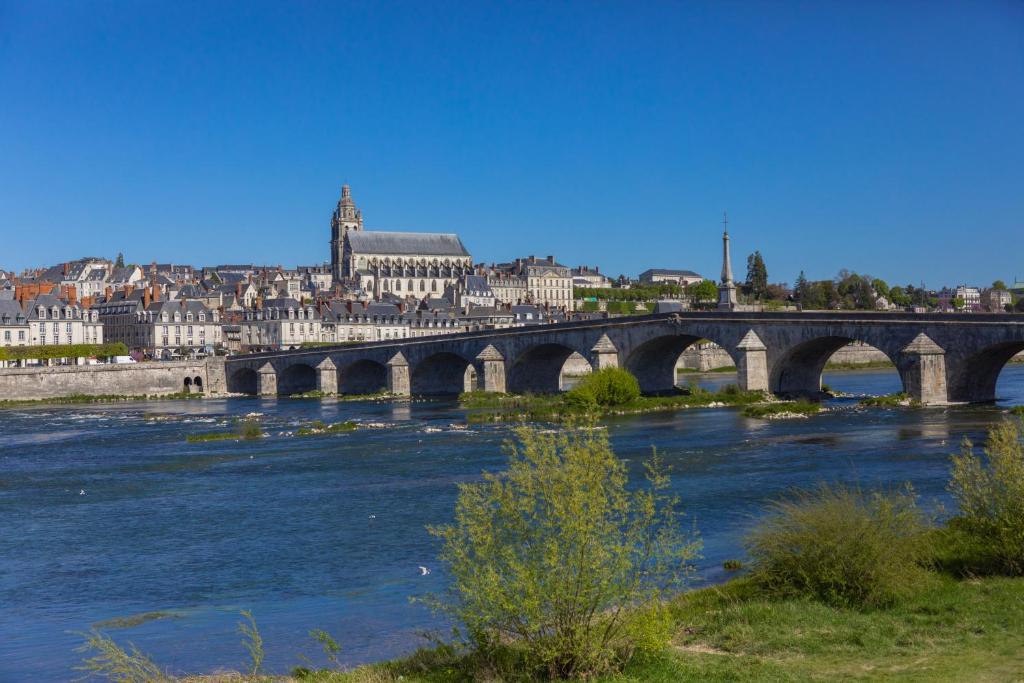 Skats uz tiltu un pilsētu pie Fleur de Loire viesnīcas