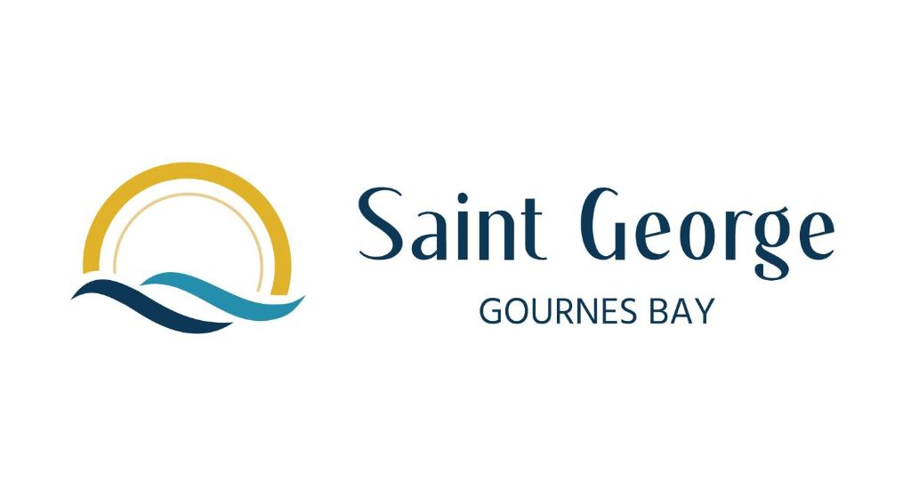 Saint George Gournes Bay viesnīcas logo ar sauli un viļņiem