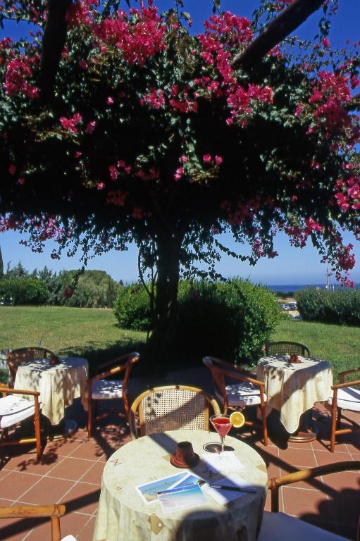 Hotel Stelle Marine terase ar ziedu pārklājumu un skatu uz jūru