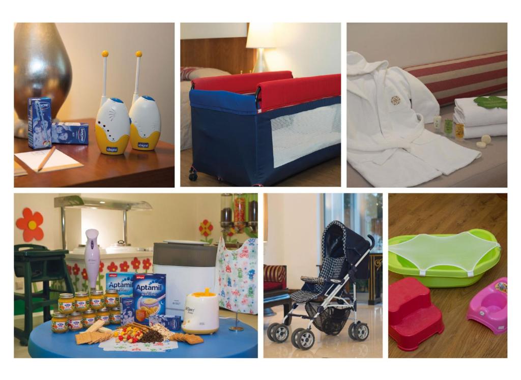 Bērnu aprūpes un komforta piederumi, tostarp bērnu gultiņa, ratiņi, higiēnas preces, kā arī pārtika un aksesuāri.