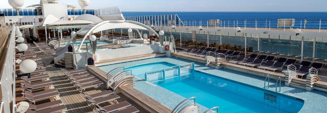 MSC Lirica klāja baseins – plaša atpūtas zona MSC Cruises kuģī ar Vanilla Travel