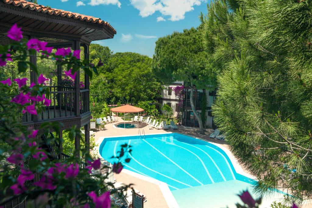 Selectum Family Resort Belek baseins ar apkārtējiem kokiem