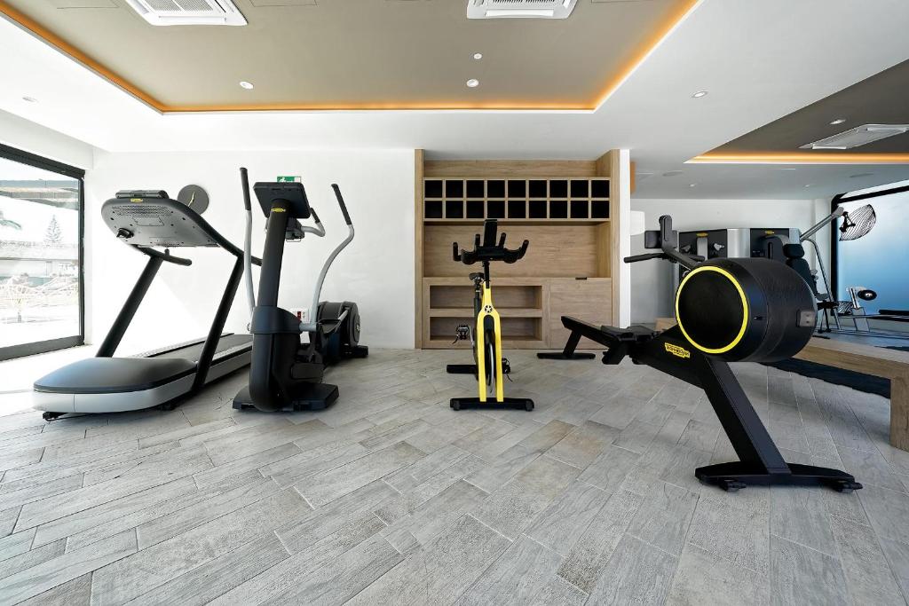 Mūsdienīga sporta zāle ar dažādām trenažieru iekārtām, tostarp skrejceļš, elipsveida trenažieris, velotrenažieris un airēšanas mašīna. Telpa ir gaiša un plaša, radot motivējošu vidi treniņiem.