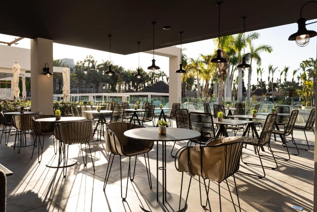 Moderns restorāns ar plašu terasi, apgaismots ar gleznainu saules gaismu un apzaļumotiem kokiem, piedāvā komfortablu ēdināšanas pieredzi. Eleganti galdi un krēsli veido relaksējošu atmosfēru.