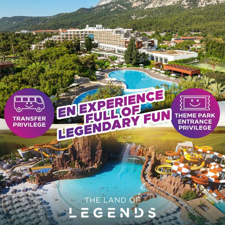 Viesnīcas attēls ar peldbaseinu un ūdens atrakciju parku, uzsverot 