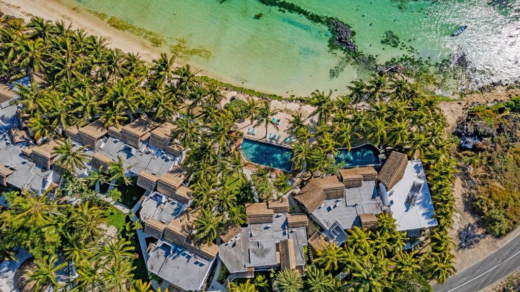 Seasense Boutique Hotel & Spa piekrastē ar palmu ieskautu baseinu.