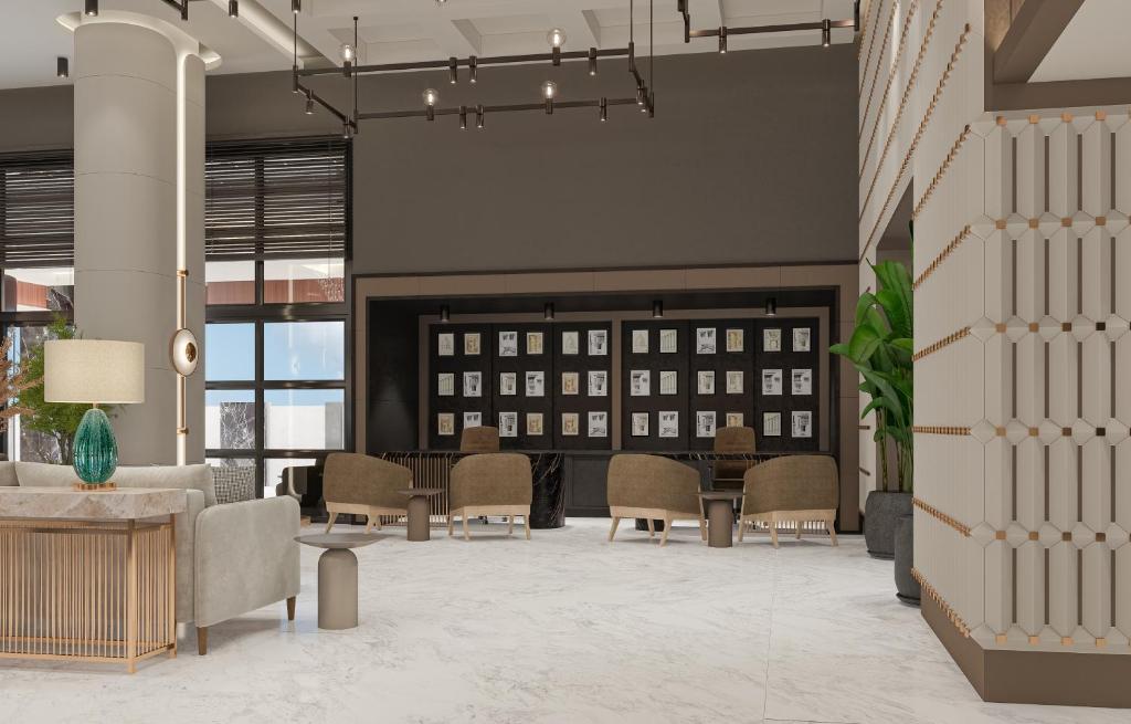 Moderns viesnīcas foajē ar elegantu interjeru Annabella Diamond Hotel.