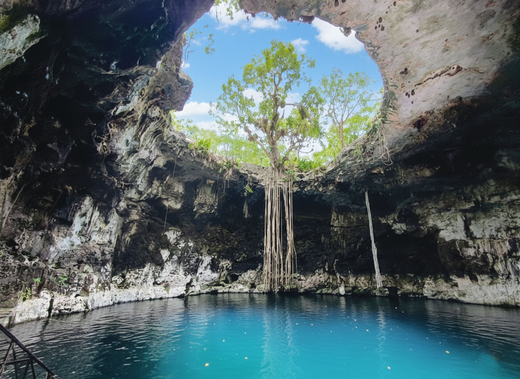Peldēšana pazemes cenotē Yucatán pussalā – kristāldzidrs ūdens Vanilla Travel ekskursijā